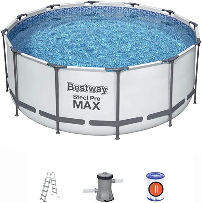 Piscina Desmontable Tubular Bestway Steel Pro MAX 305x100 cm con Depuradora Cartucho 1.249 L/H con Escalera